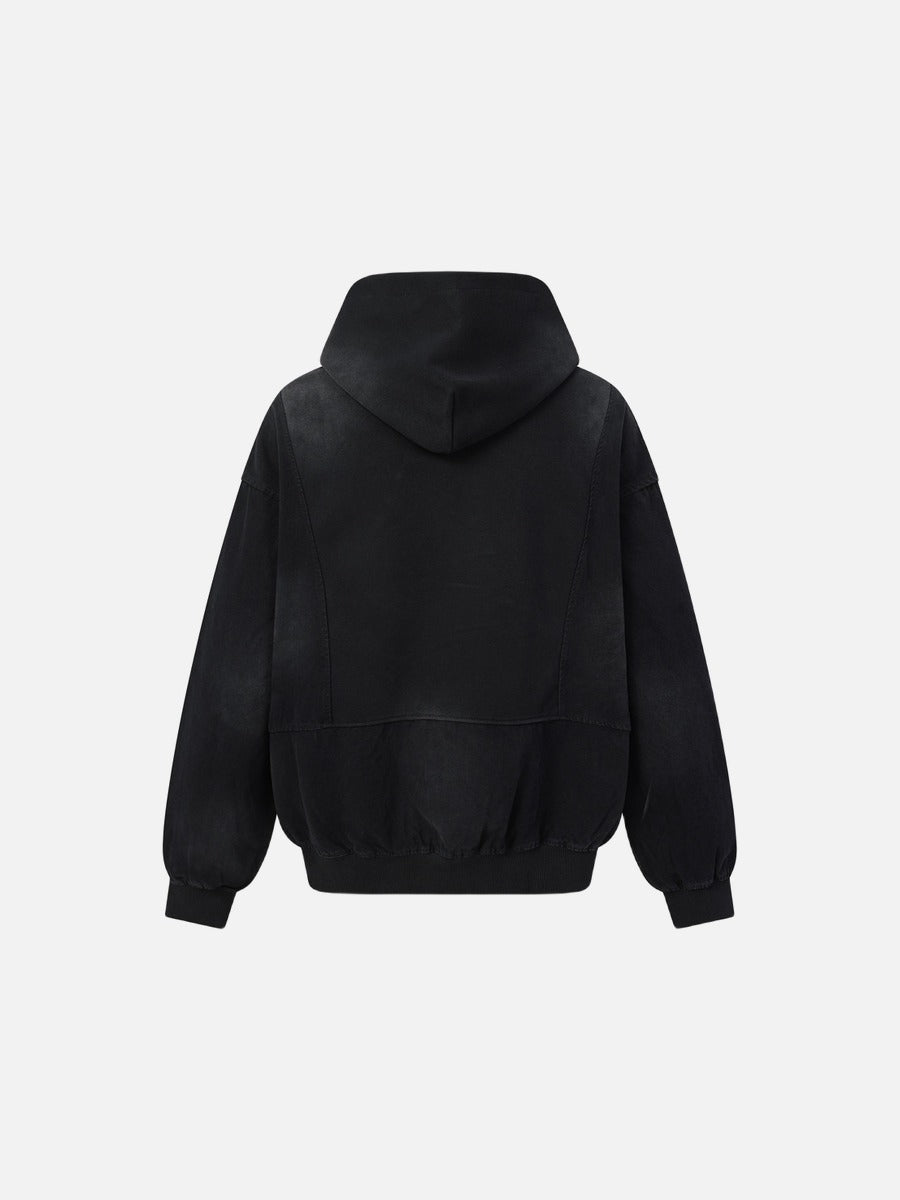 DAXUEN faded dark grey color-blocked oversized hooded sweatshirt