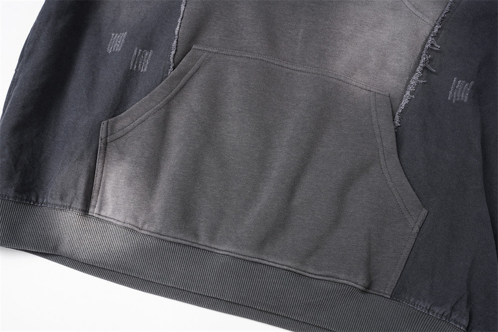 DAXUEN faded dark grey color-blocked oversized hooded sweatshirt