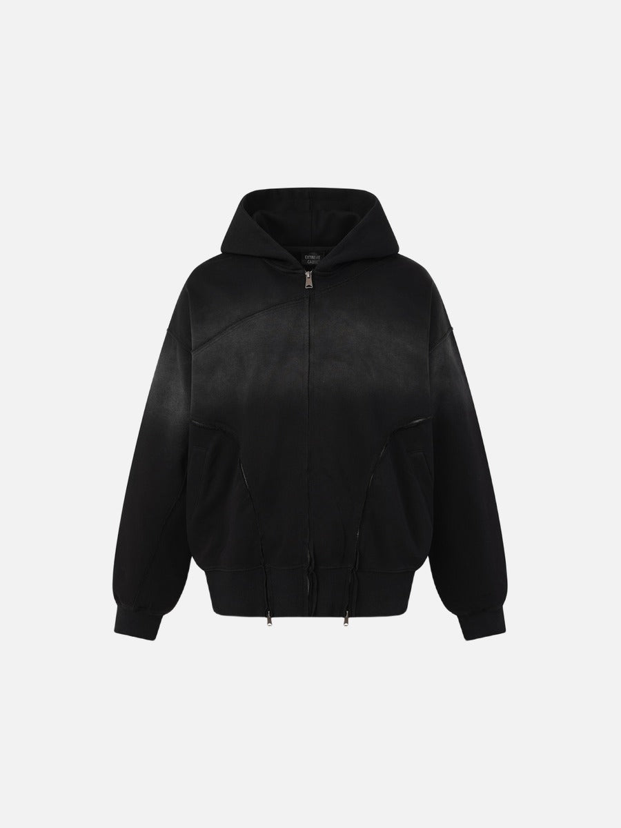 DAXUEN light grey and black faded gradient oversized hooded jacket