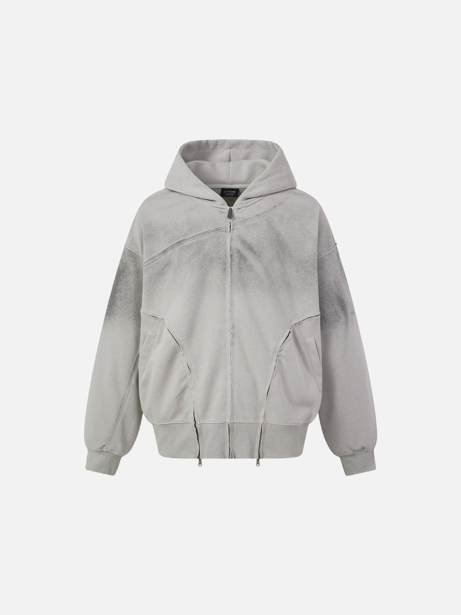 DAXUEN light grey and black faded gradient oversized hooded jacket