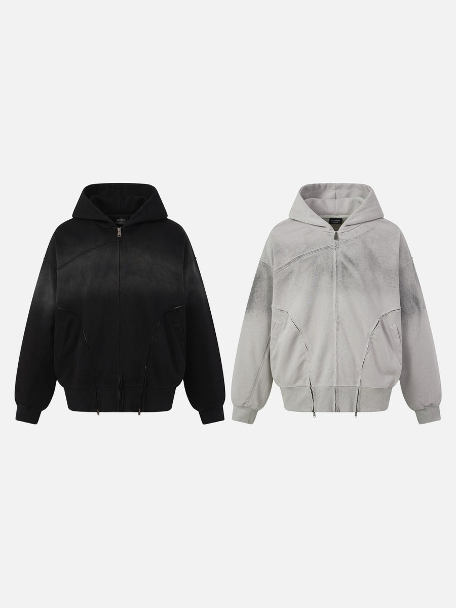 DAXUEN light grey and black faded gradient oversized hooded jacket