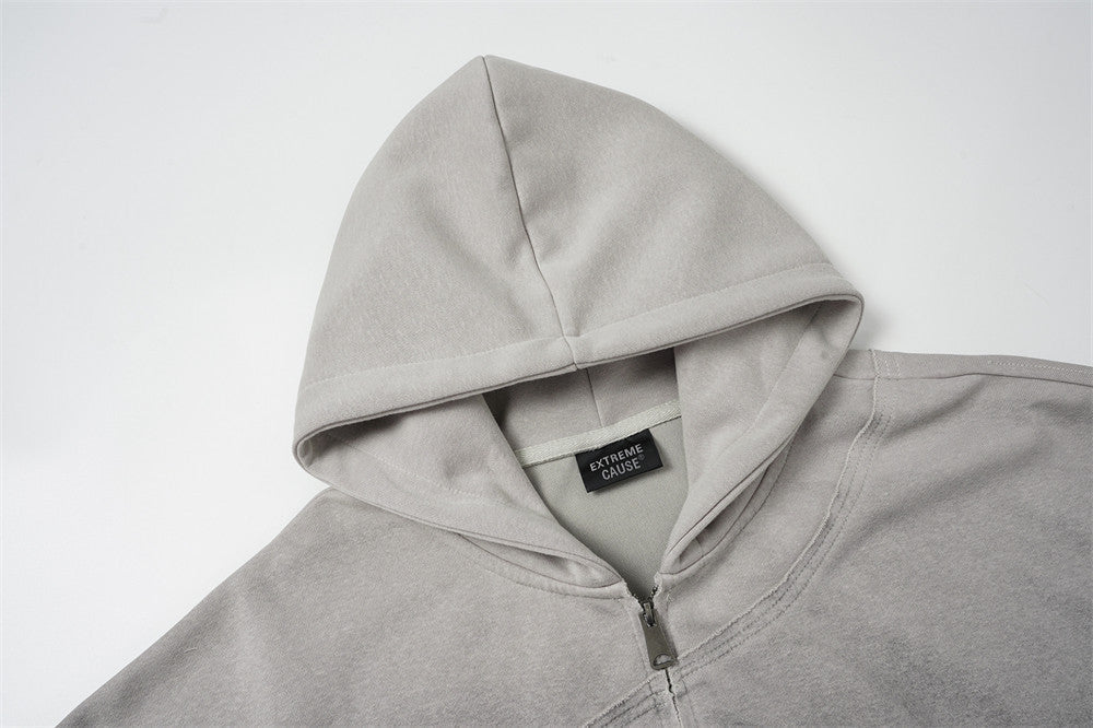 DAXUEN light grey and black faded gradient oversized hooded jacket