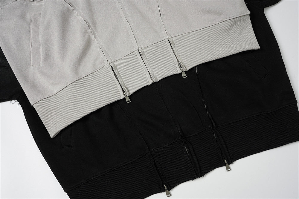 DAXUEN light grey and black faded gradient oversized hooded jacket