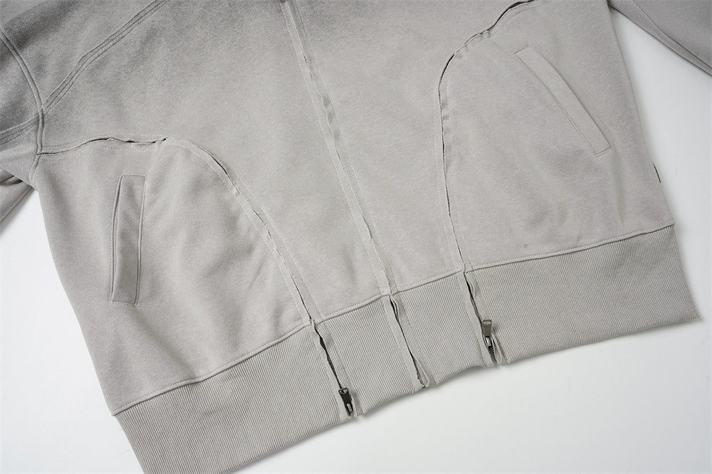 DAXUEN light grey and black faded gradient oversized hooded jacket