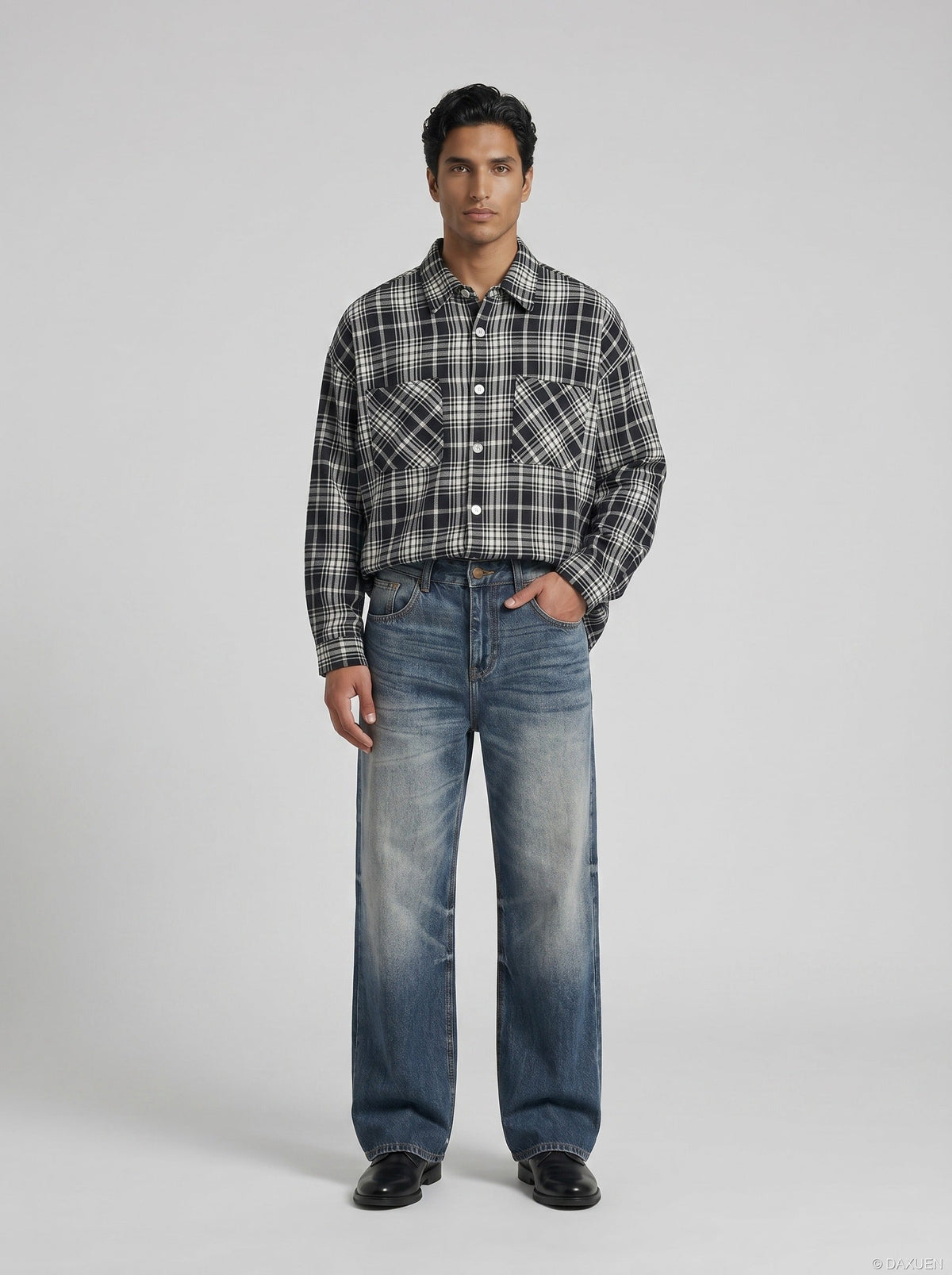 Faded Gradient Wide-Leg Denim Jeans