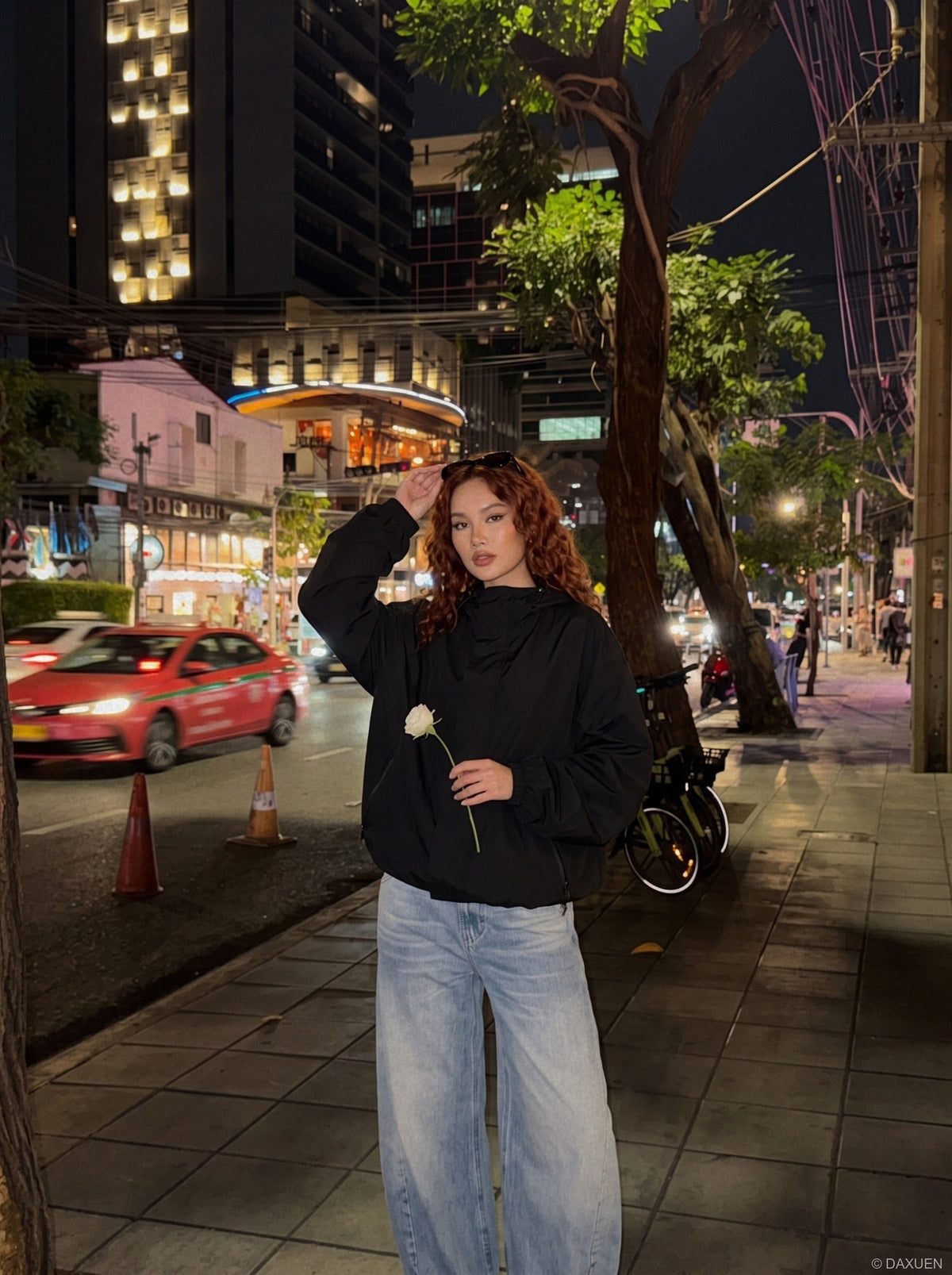 Faded Light Blue Balloon Jeans with Flap Pockets
