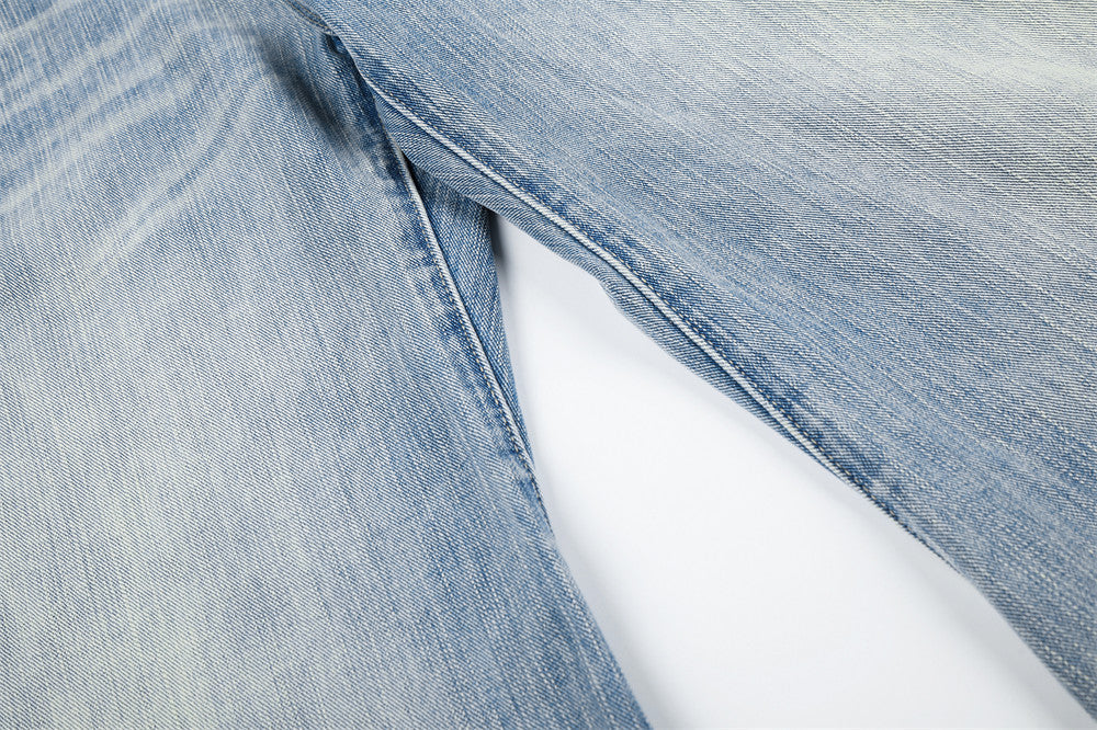Faded Light Blue Balloon Jeans with Flap Pockets