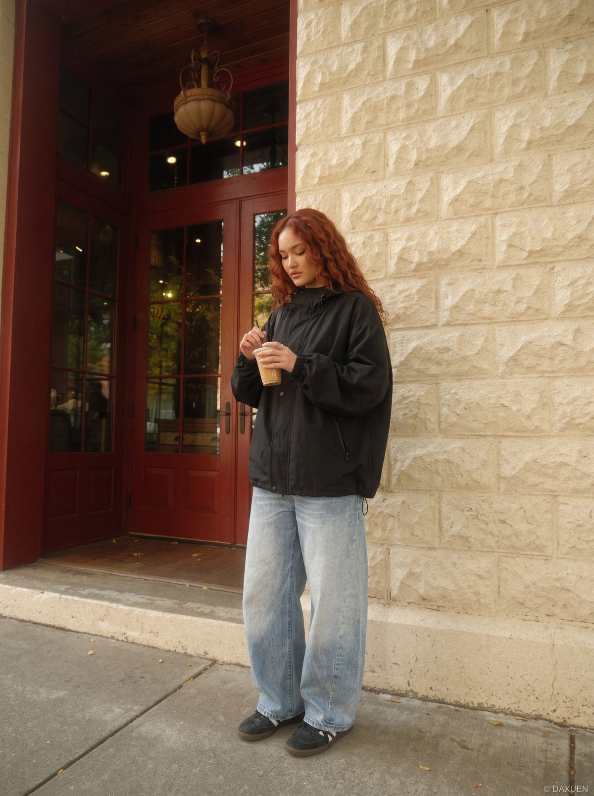 Faded Light Blue Balloon Jeans with Flap Pockets