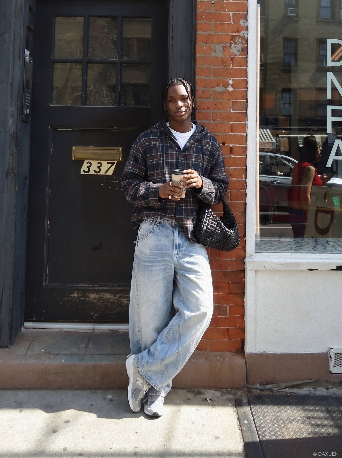 Faded Light Blue Balloon Jeans with Flap Pockets