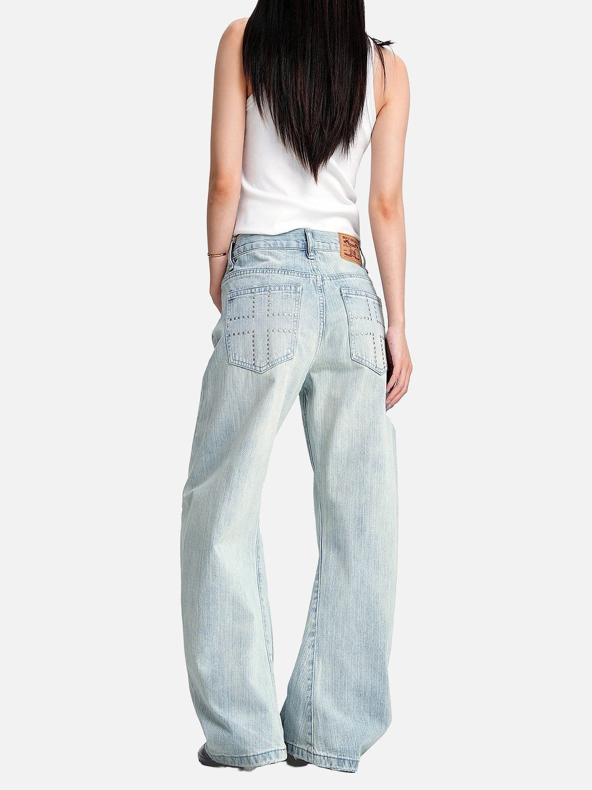 Faded Light Blue Barrel Cut Jeans