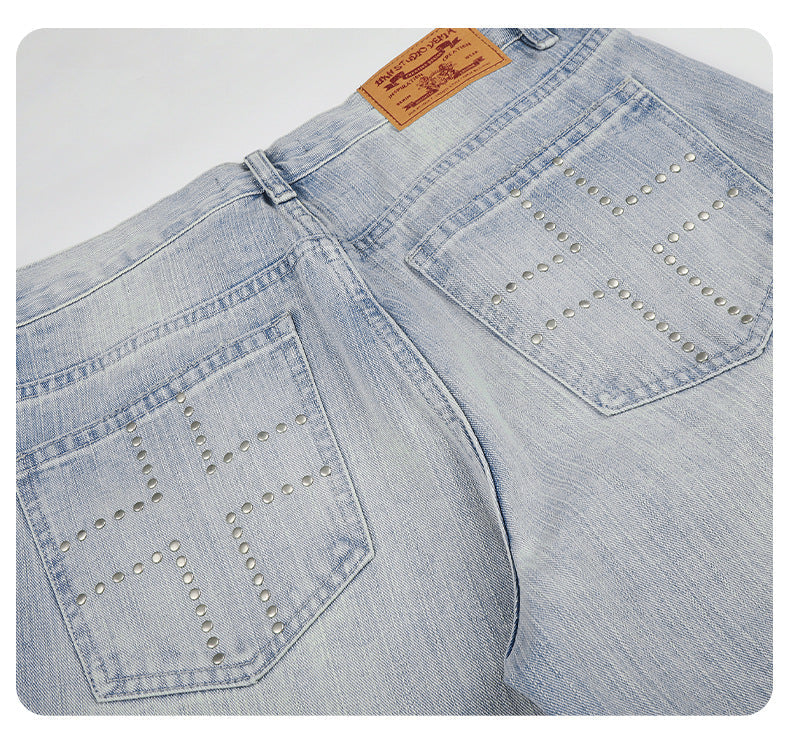 Faded Light Blue Barrel Cut Jeans