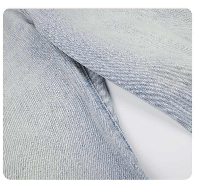 Faded Light Blue Barrel Cut Jeans