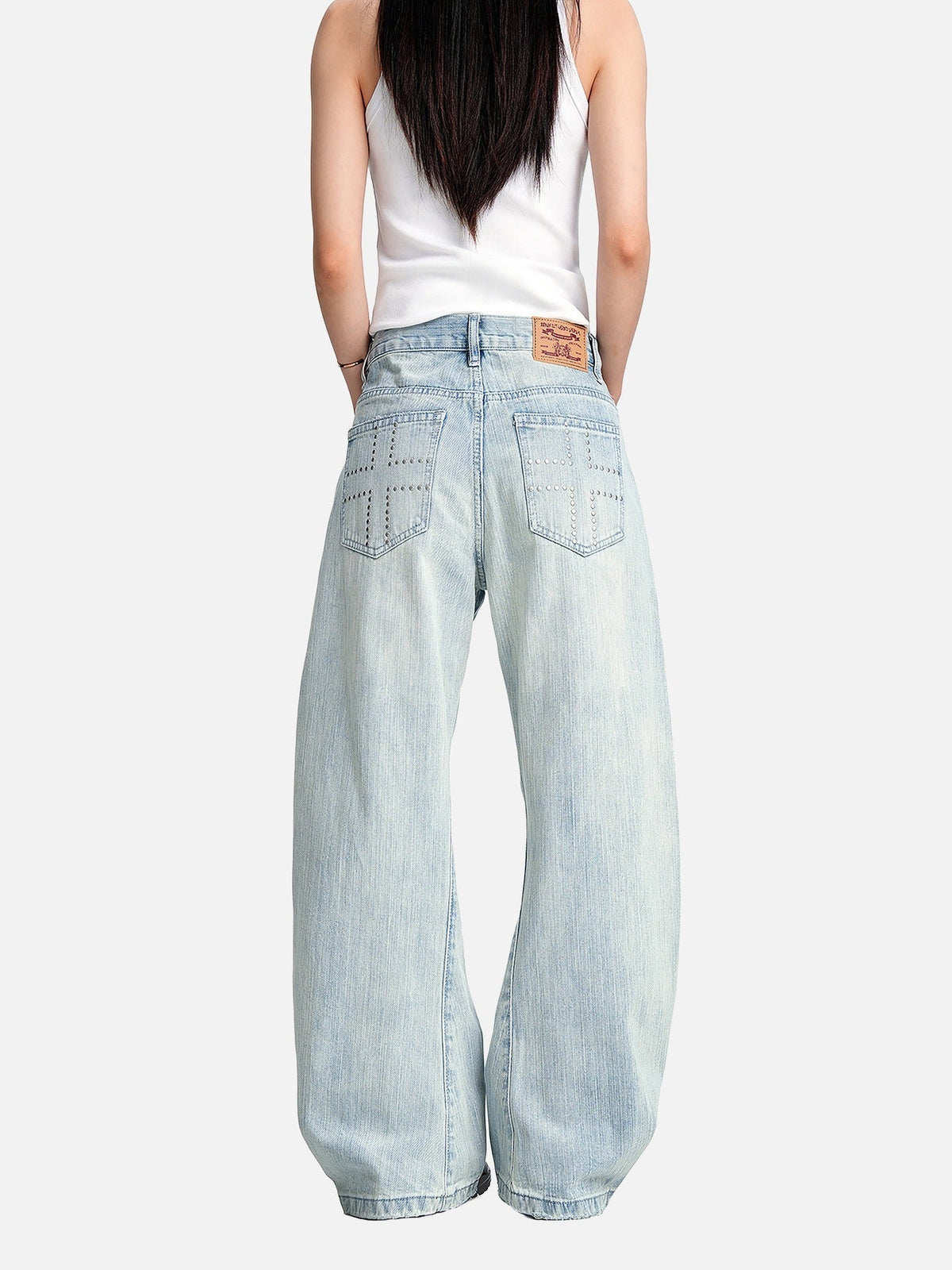 Faded Light Blue Barrel Cut Jeans