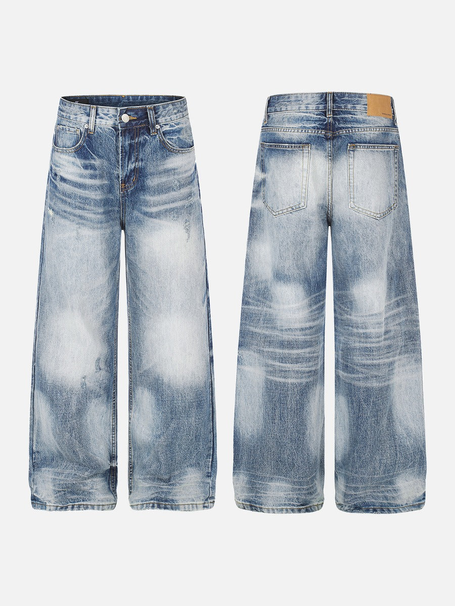 DAXUEN light blue distressed wide-leg jeans