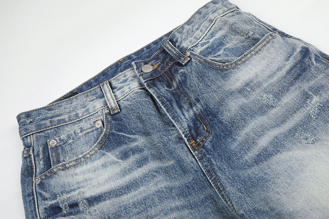 DAXUEN light blue distressed wide-leg jeans