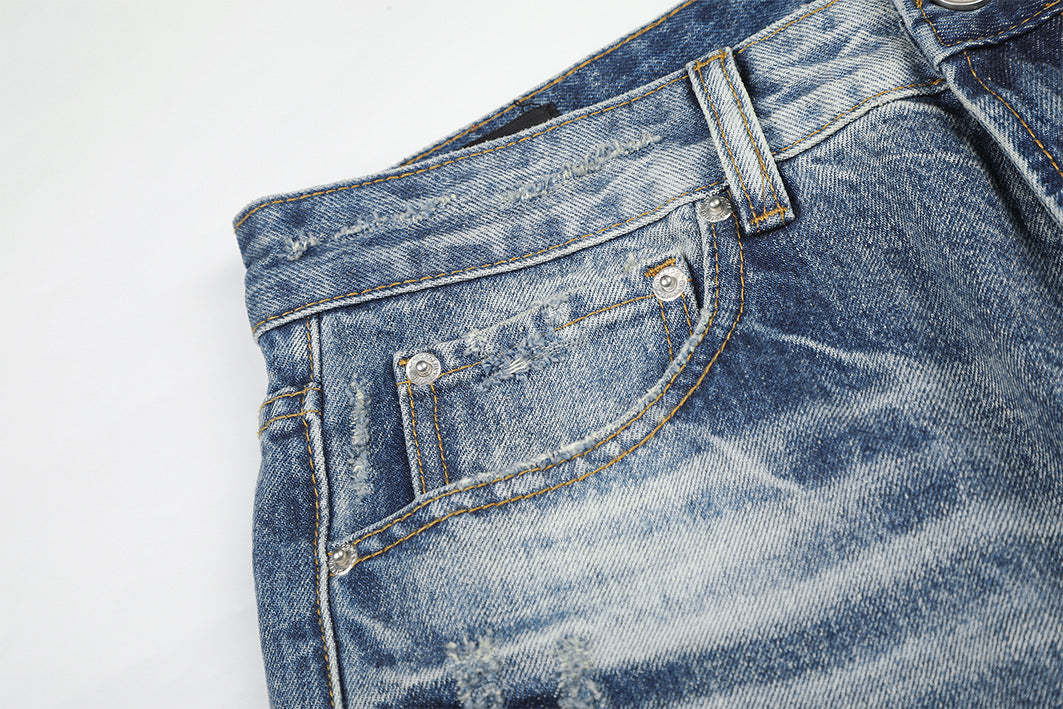 DAXUEN light blue distressed wide-leg jeans