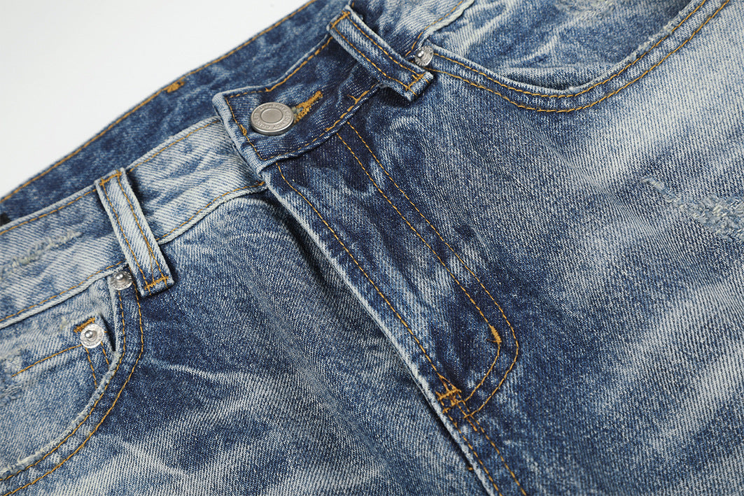 DAXUEN light blue distressed wide-leg jeans