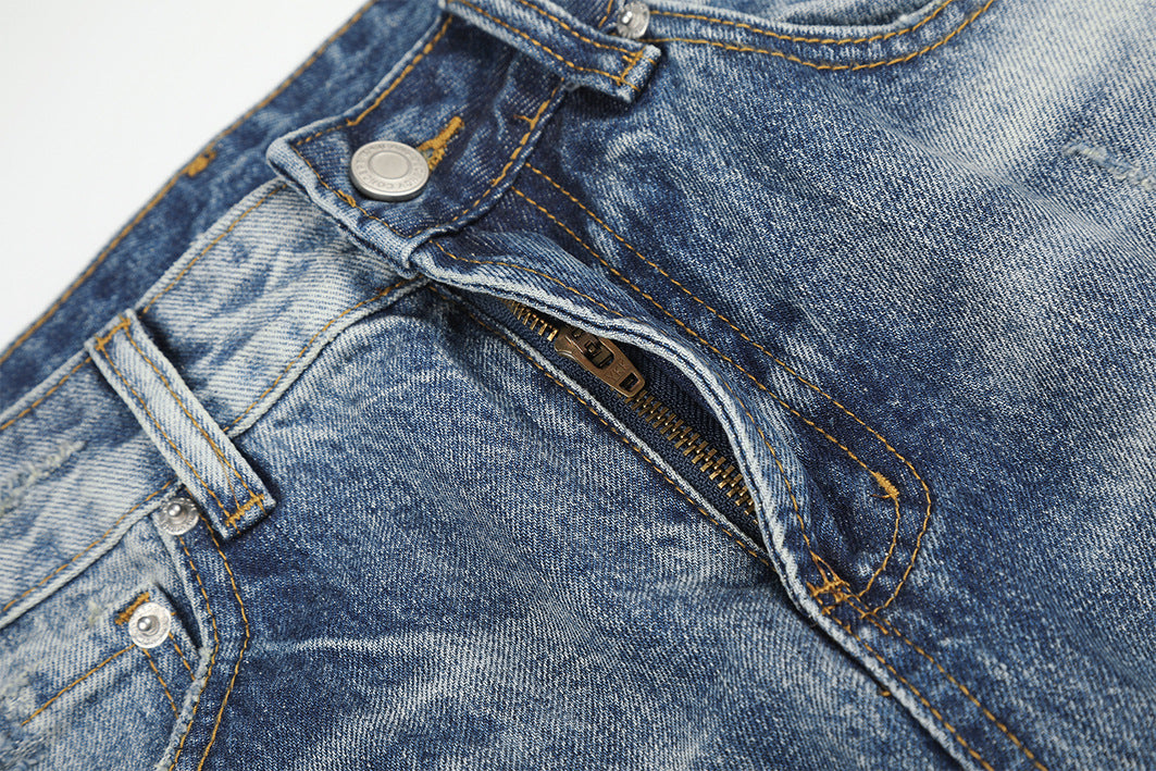DAXUEN light blue distressed wide-leg jeans