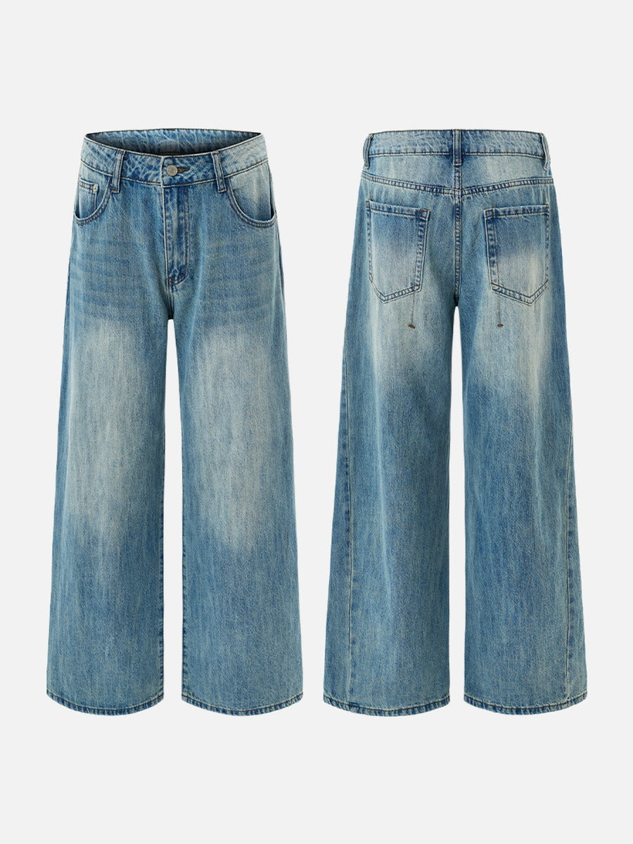 DAXUEN light blue faded wide-leg baggy jeans