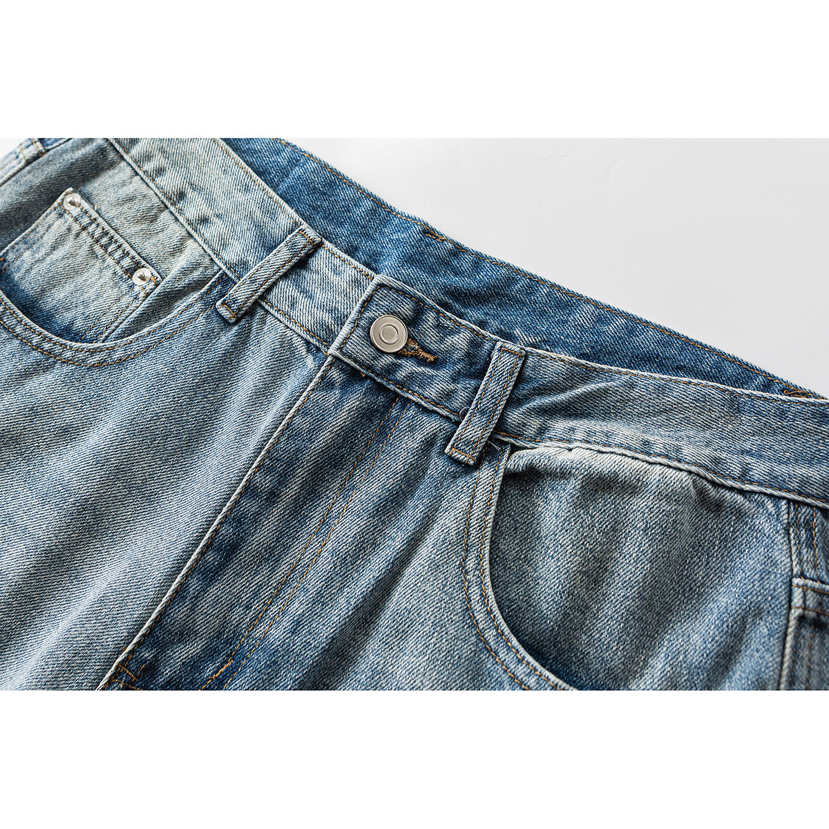 Faded Light Blue Wide-Leg Denim Jeans