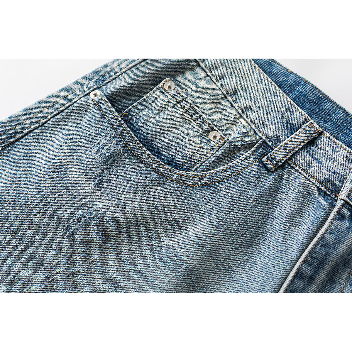 Faded Light Blue Wide-Leg Denim Jeans