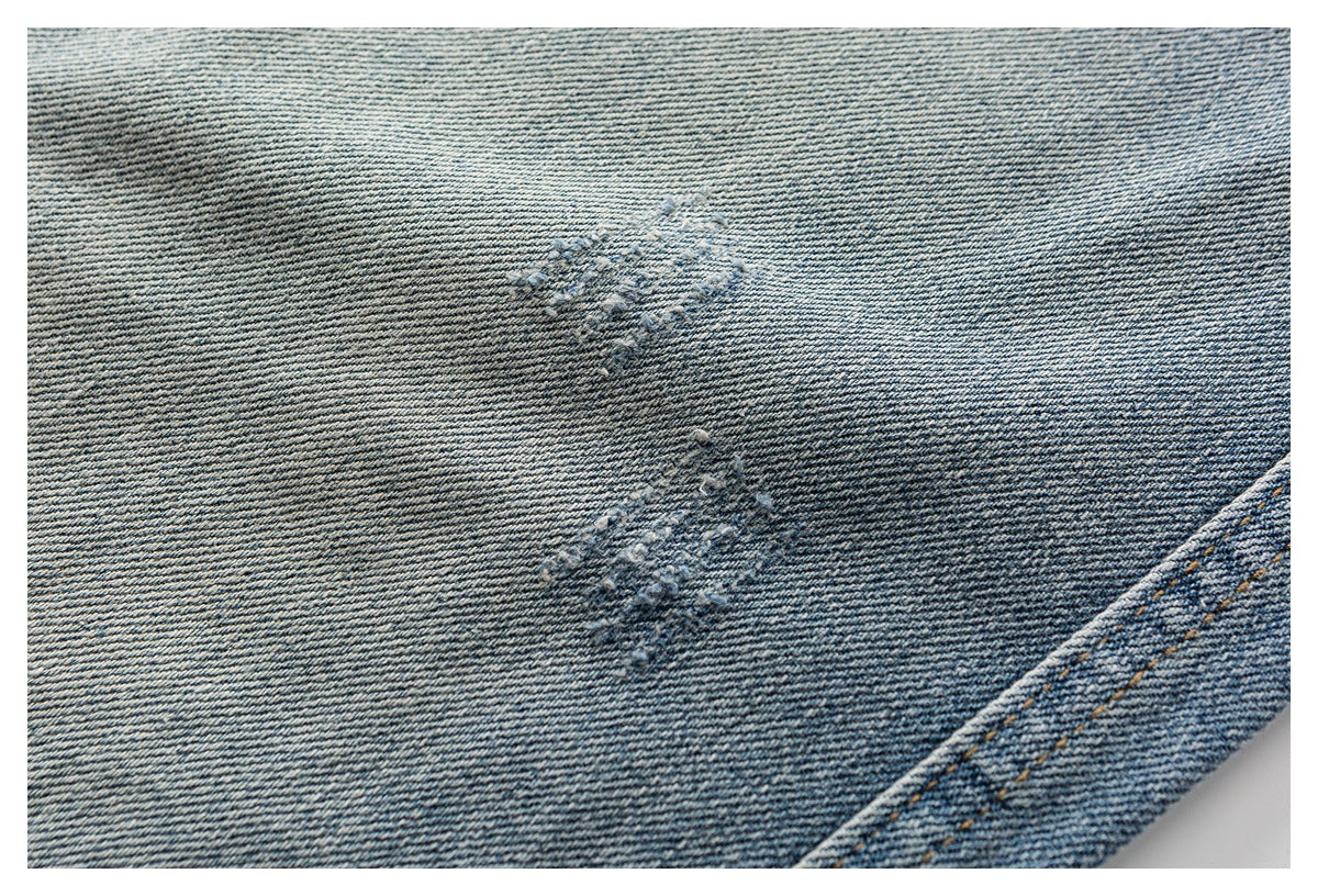 Faded Light Blue Wide-Leg Denim Jeans