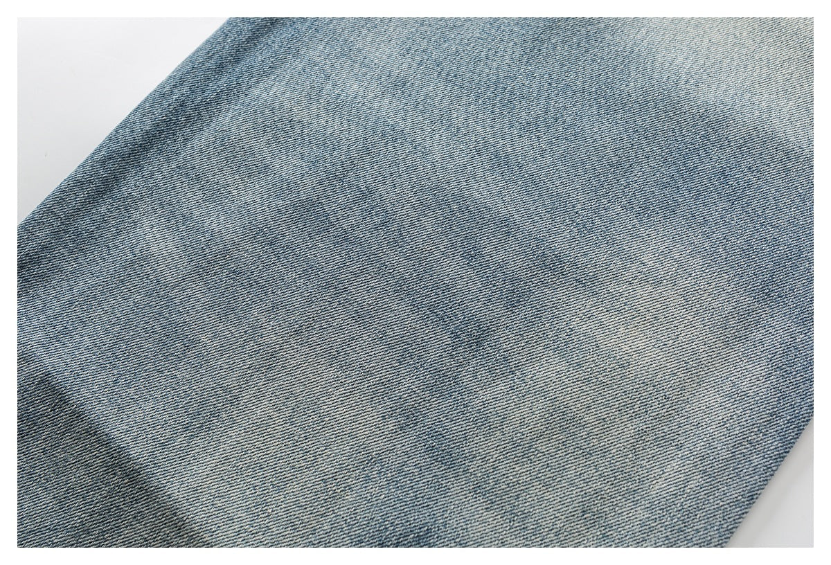 Faded Light Blue Wide-Leg Denim Jeans