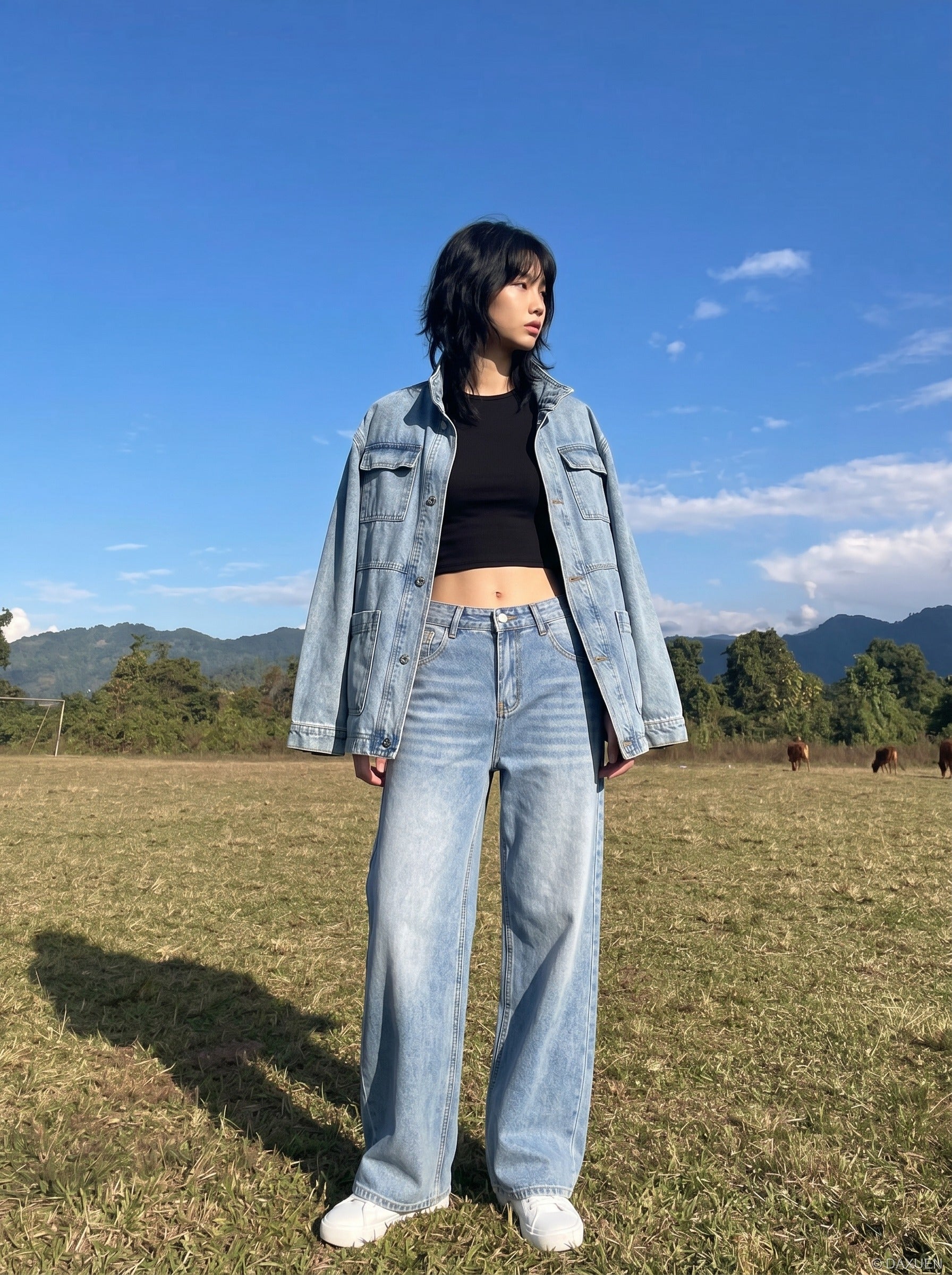 Faded Light Blue Baggy Jeans