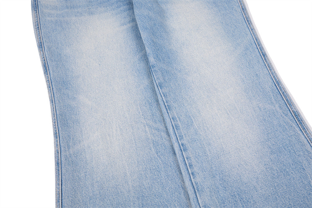 Faded Light Blue Wide-Leg Jeans with Embroidery