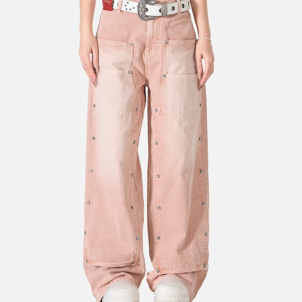 DAXUEN faded pink wide-leg pants with pockets