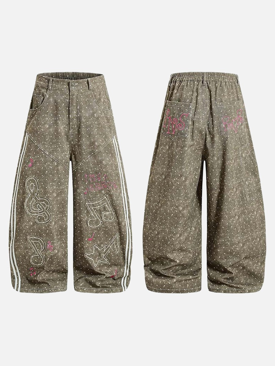 Faded Polka Dot Wide Leg Pants