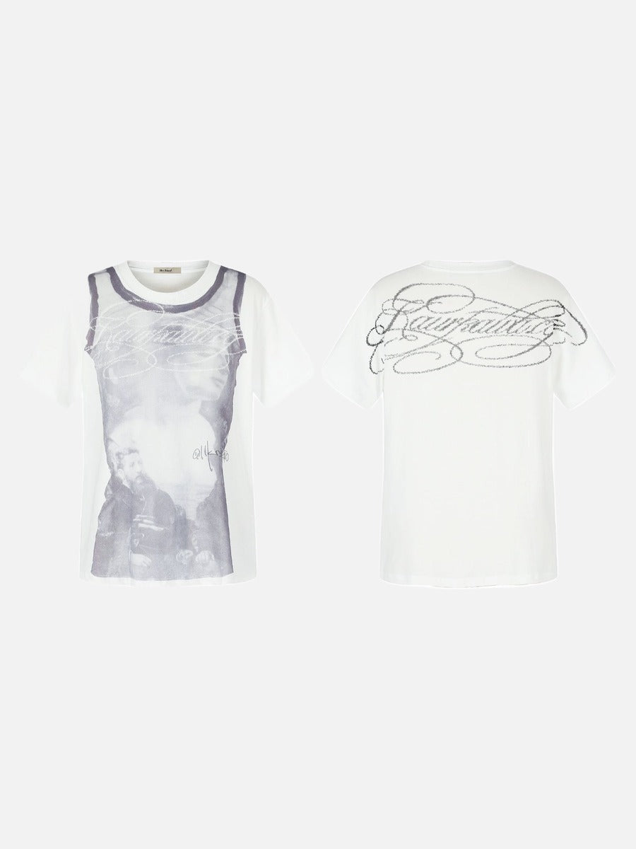 Faded Portraits with Scribbles T-Shirt
