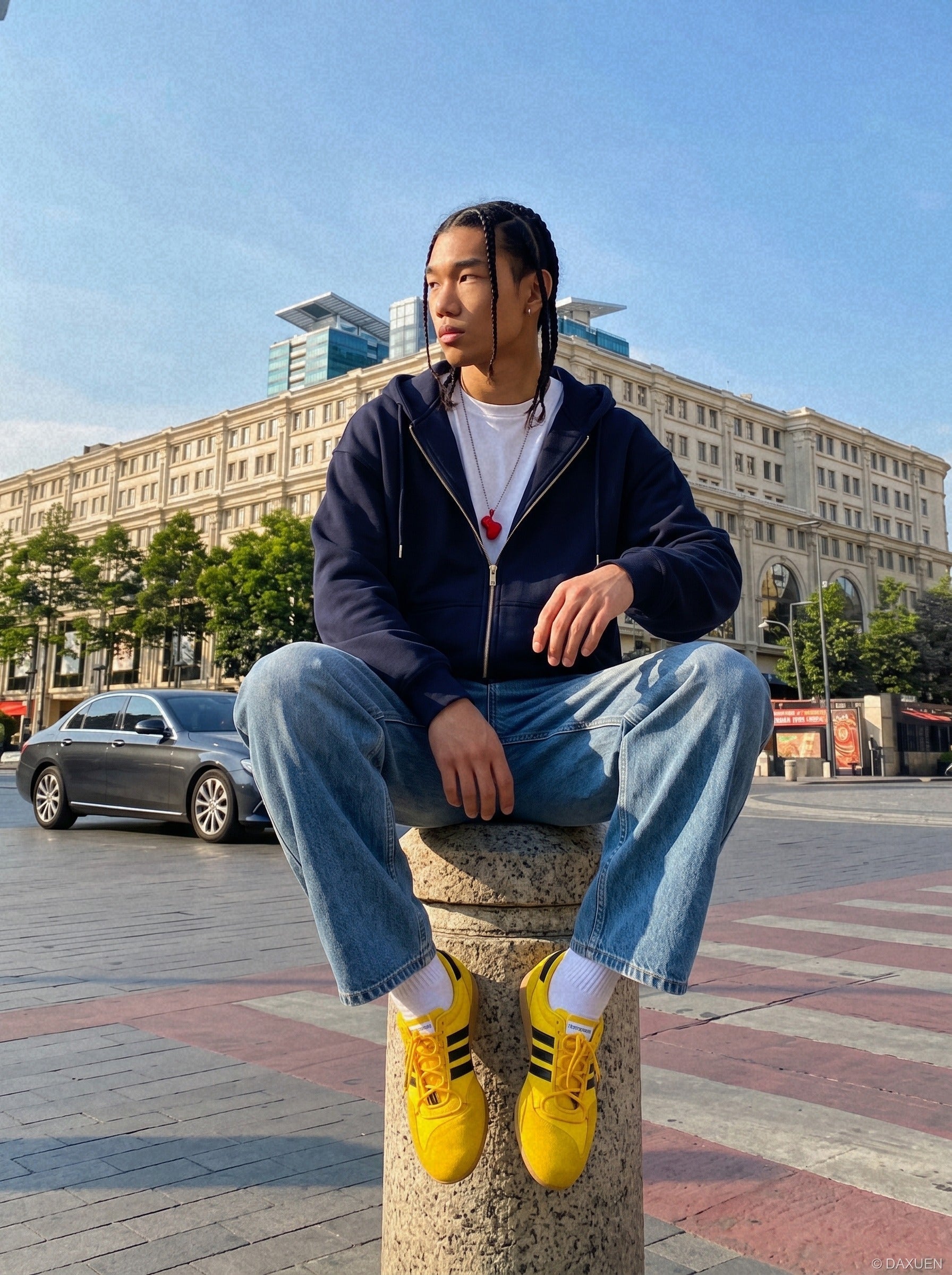 Faded Balloon-Leg Baggy Jeans
