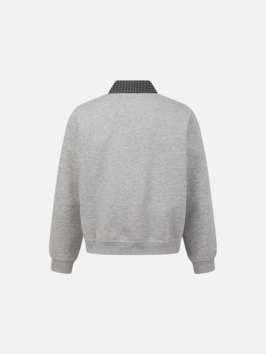 DAXUEN black faux layered gingham pullover sweatshirt