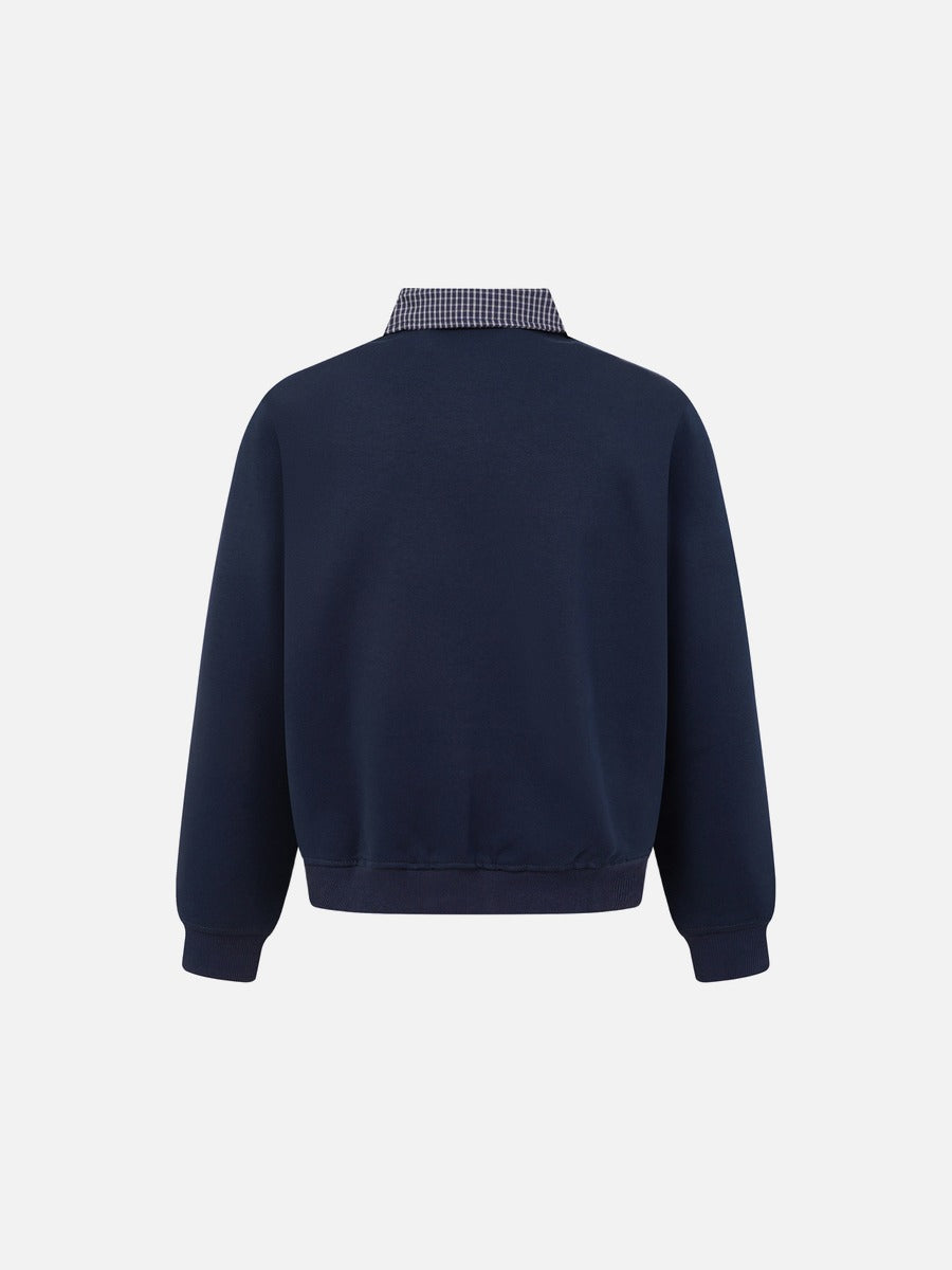 DAXUEN black faux layered gingham pullover sweatshirt