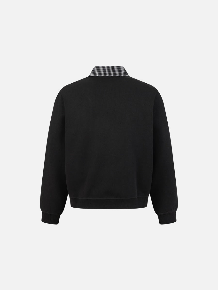 DAXUEN black faux layered gingham pullover sweatshirt