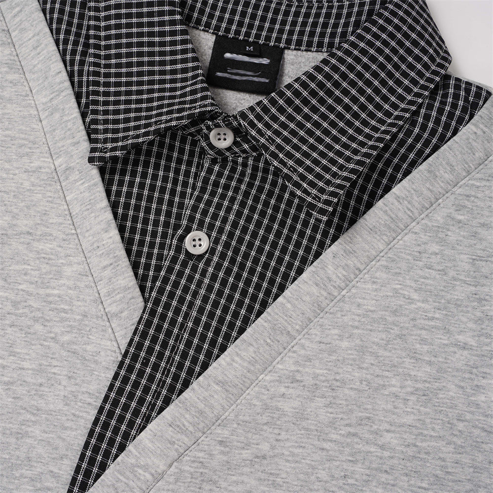 DAXUEN black faux layered gingham pullover sweatshirt