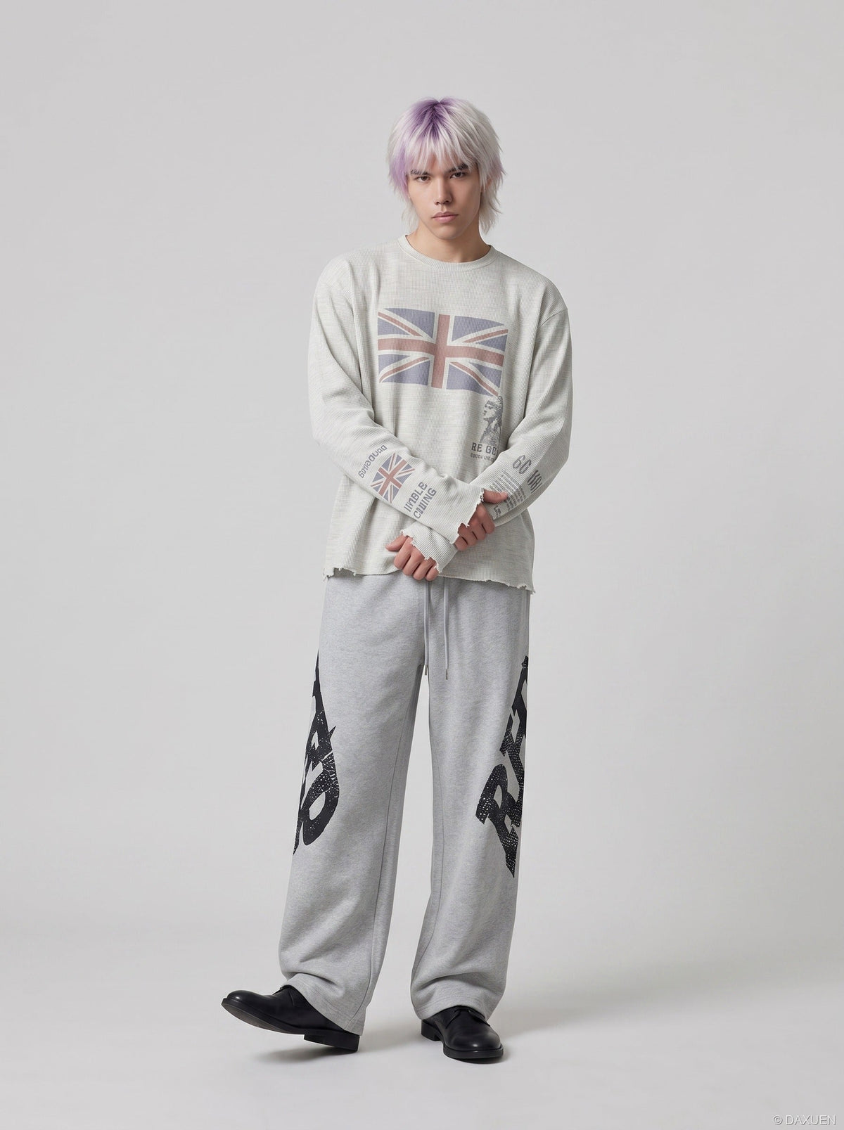 Flag Waffle Knit Long Sleeve Top