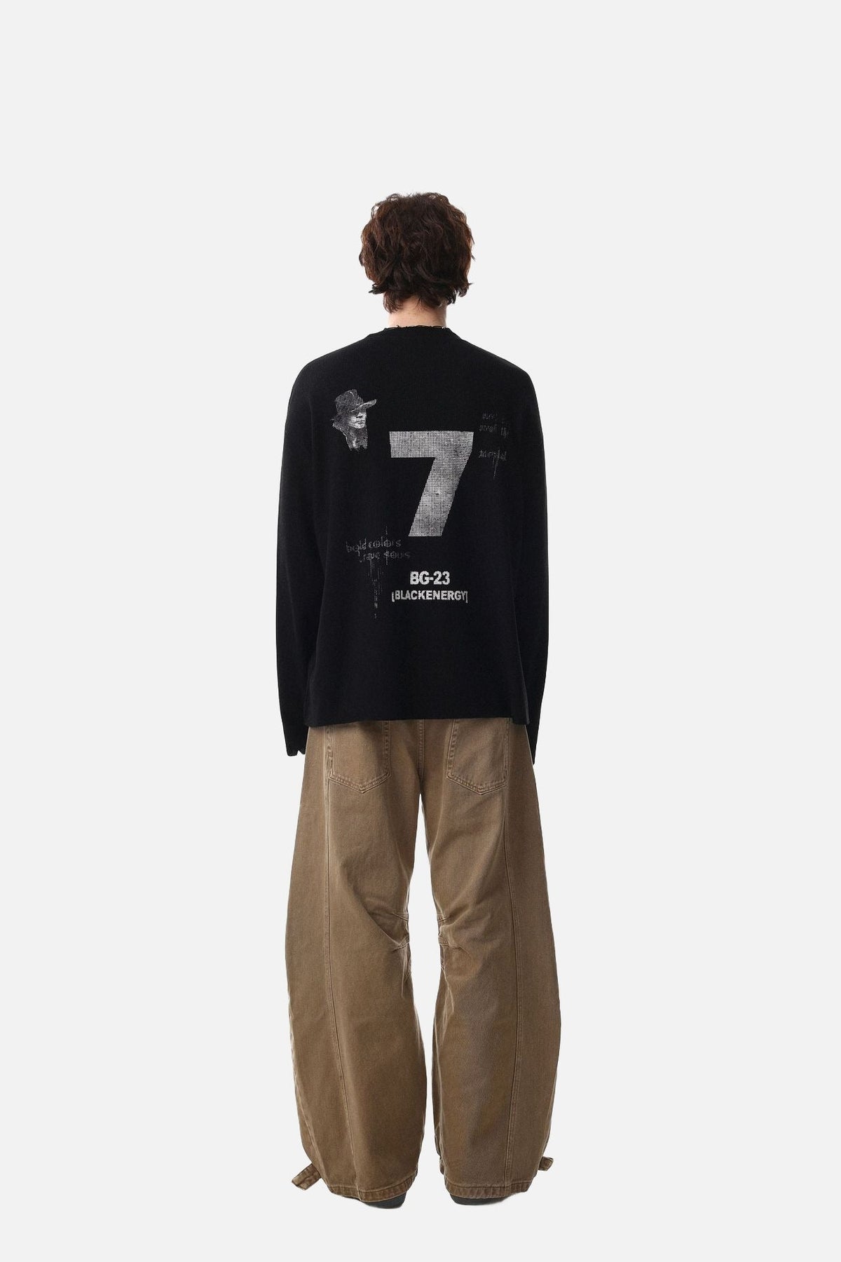 Flag Waffle Knit Long Sleeve Top