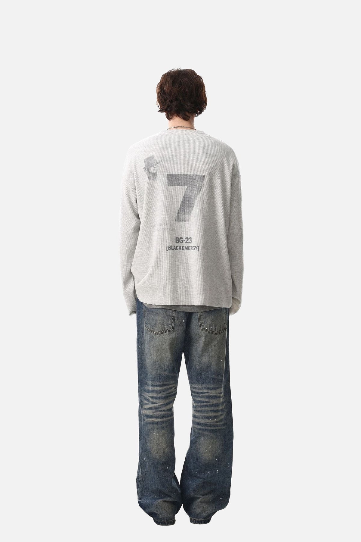 Flag Waffle Knit Long Sleeve Top