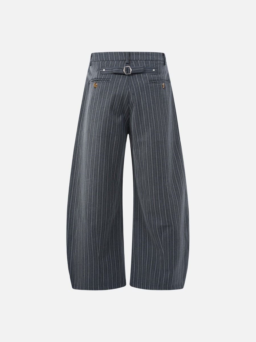 Flared Pinstripe Wide-Leg Trousers
