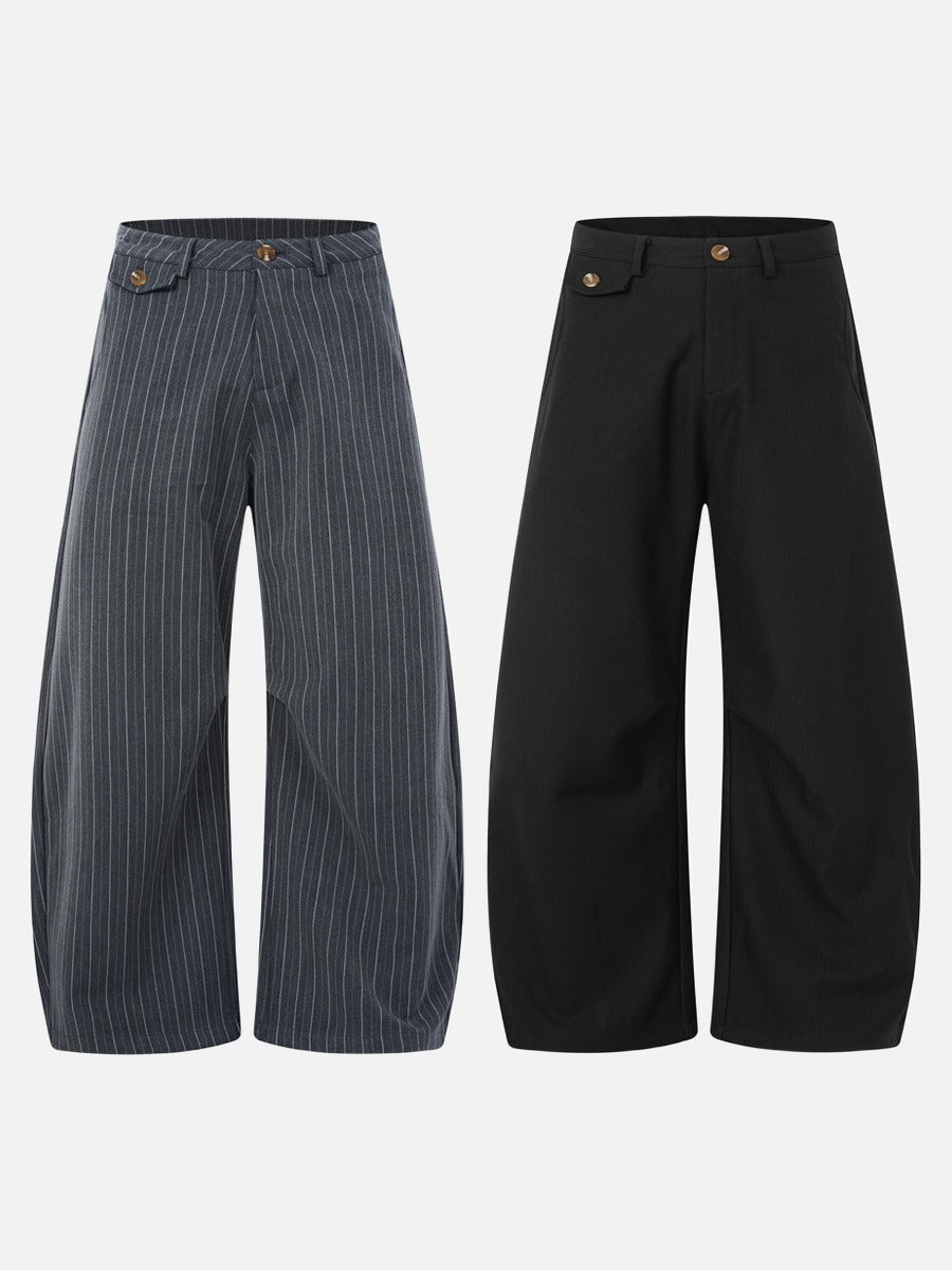 Flared Pinstripe Wide-Leg Trousers