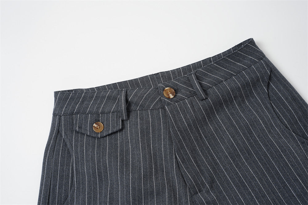 Flared Pinstripe Wide-Leg Trousers