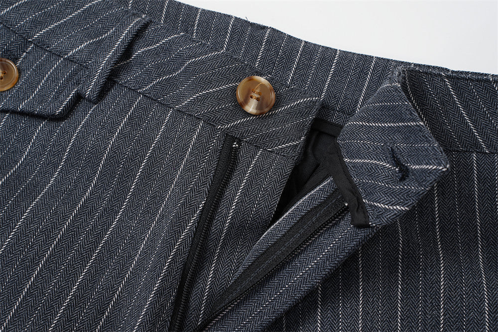 Flared Pinstripe Wide-Leg Trousers