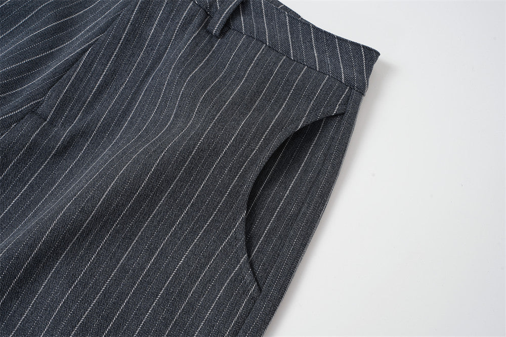 Flared Pinstripe Wide-Leg Trousers