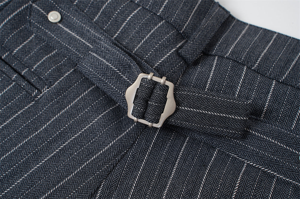 Flared Pinstripe Wide-Leg Trousers