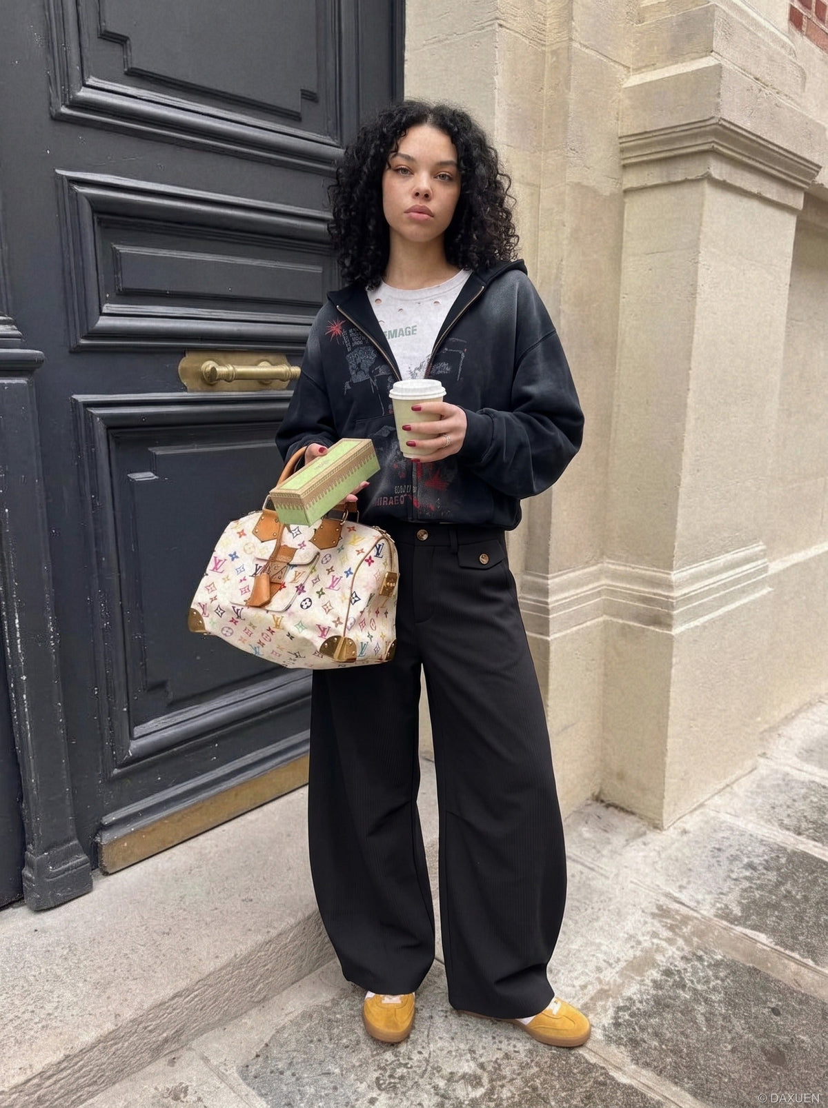 Flared Pinstripe Wide-Leg Trousers