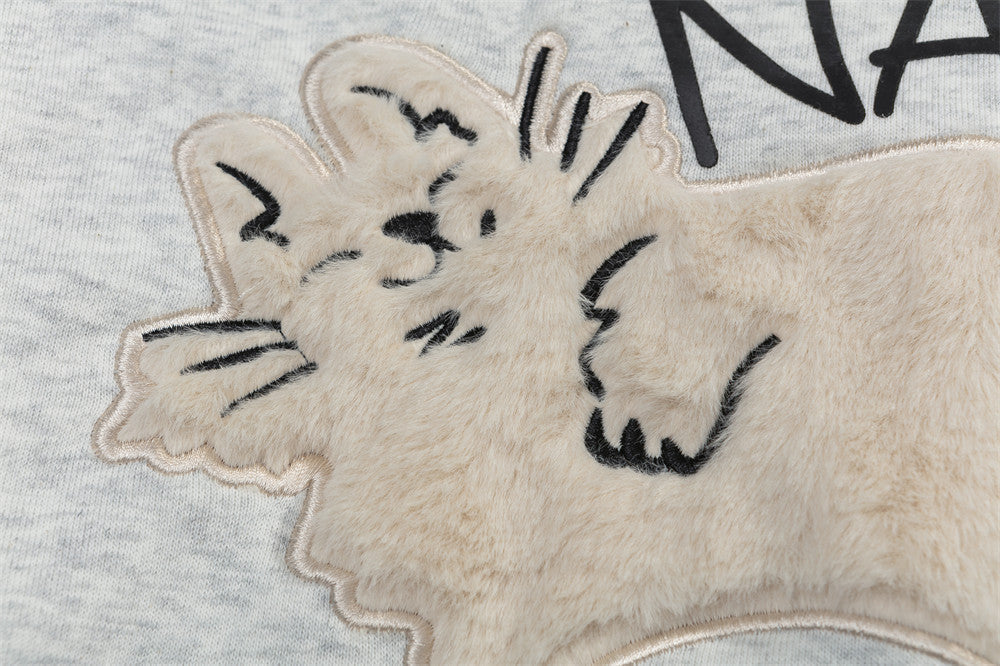 Fluffy Cat Graphic Oversized Hoodie