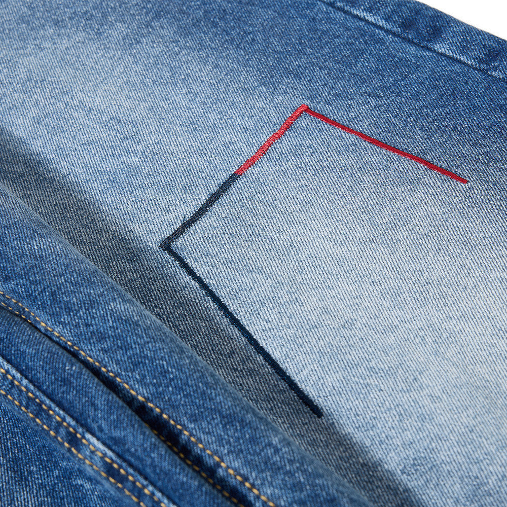 Geometric Embroidery Wide-Leg Jeans