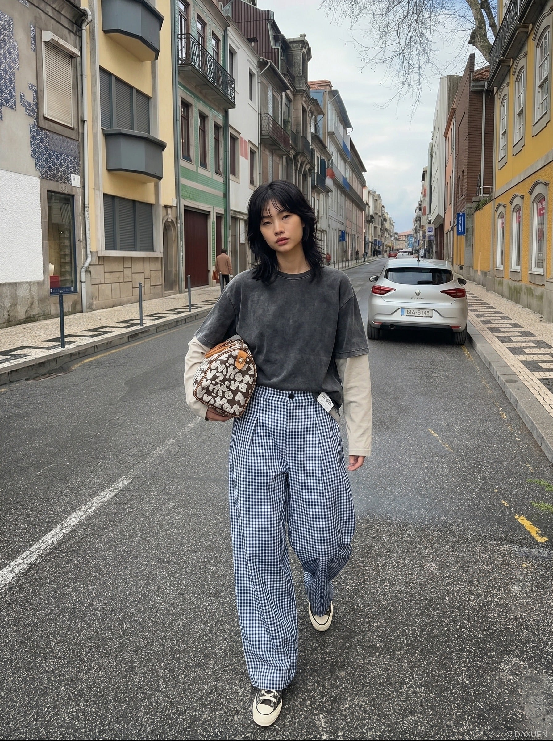 Gingham Baggy Pants